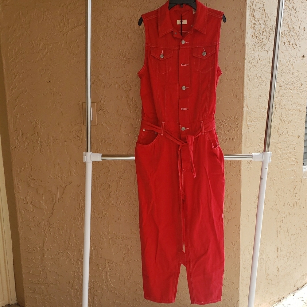 Levi's Red Straight Leg Utility Jumpsuit